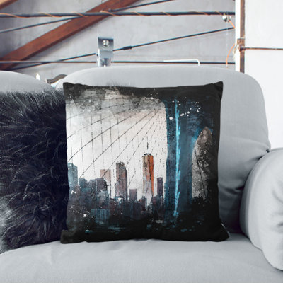 Brooklyn Bridge & New York Skyline Cushion with Filling