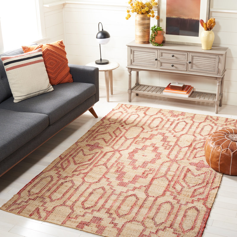 Auben Natural Fiber Flat Weave Jute Southwestern Rug, Rectangle 5' x 8'