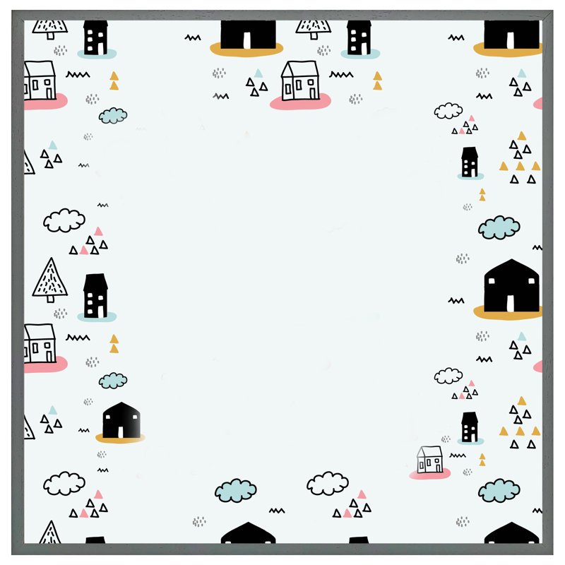 Melisande Scandy Doodle - Single Picture Frame Print, 61cm H x 61cm W x 4cm D, Grey