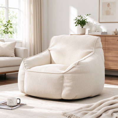 Pouf géant en velours côtelé avec accoudoirs, canapé-pouf confortable pour chambre, salon et maison, déjà plein, pour adultes et adolescents.