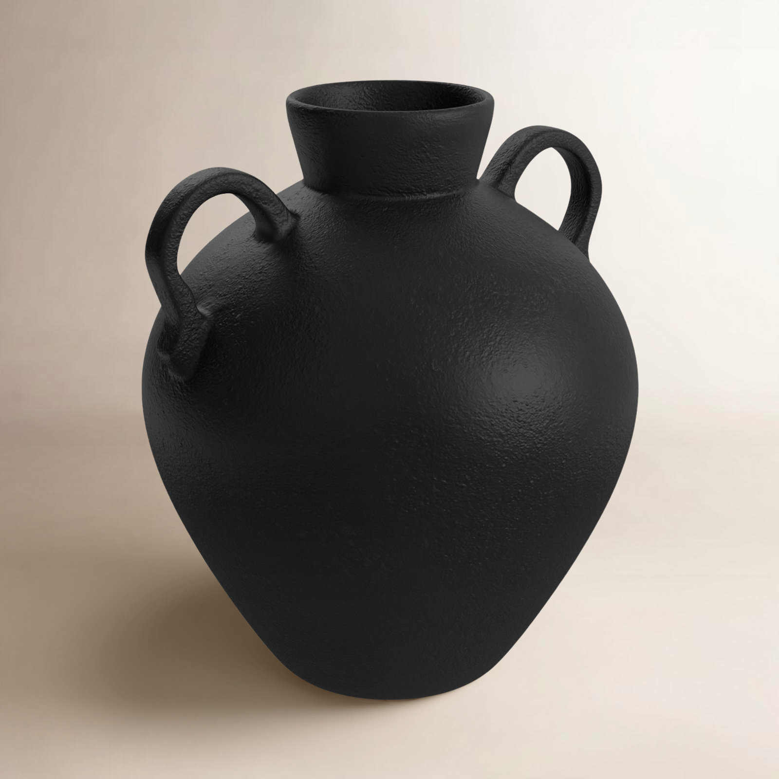 Bronsyn Handcrafted Terracotta Table Vase, Textured Black