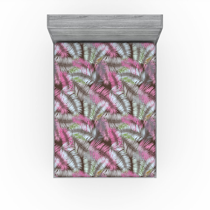 Drap-housse Ambesonne, Rose pastel, bleu doux / floral 1, Drap-housse de taille très grand