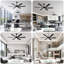 Grand ventilateur de plafond noir de 64 pouces avec lumière et télécommande, 6 pales en ABS, moteur à courant continu réversible et silencieux pour le salon intérieur