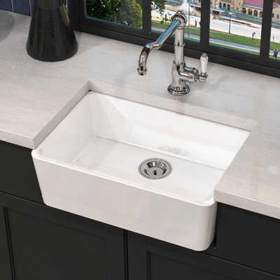 17 Stories Huggett 40.8mm W Ceramic Kitchen Sink 0