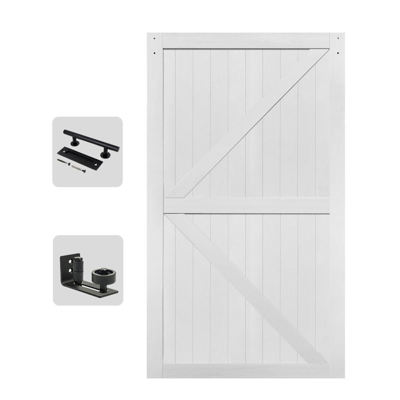 Trous pré-percés en MDF pour porte de grange Assemblage facile - Porte simple, quincaillerie non incluse, 54" x 80", White