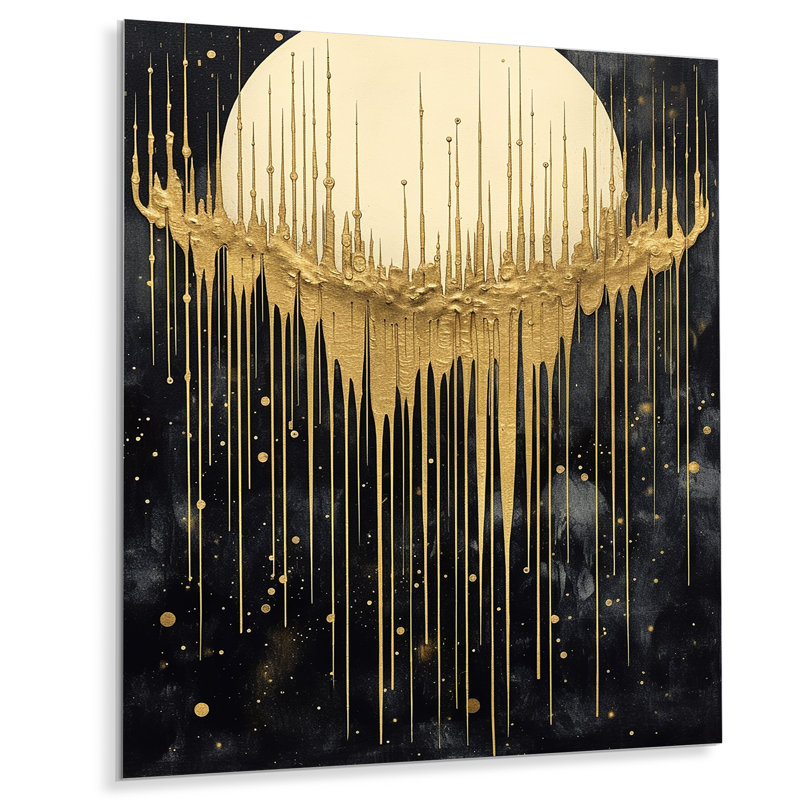 Gold Sun Abstractions II - Paysage abstrait, reproduction d'art en métal, H 32 po x l 24 po x P 1 po