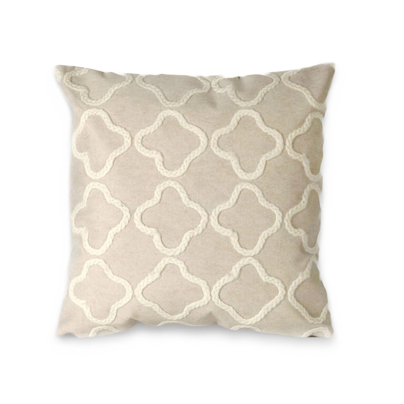 Visions I Embroidered Outdoor Throw Pillow, 20" x 20", Indoor, White