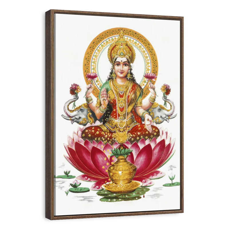 Déesse Lakshmi, Floating Frame Walnut, 13 po x 19 po