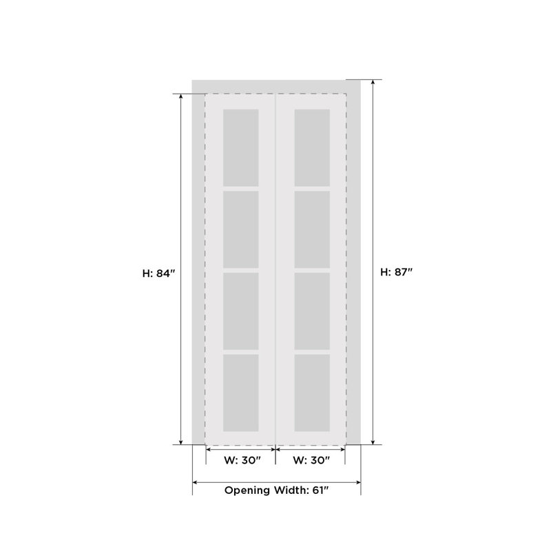 Porte standard à panneaux en bois massif, 60 po x 84 po