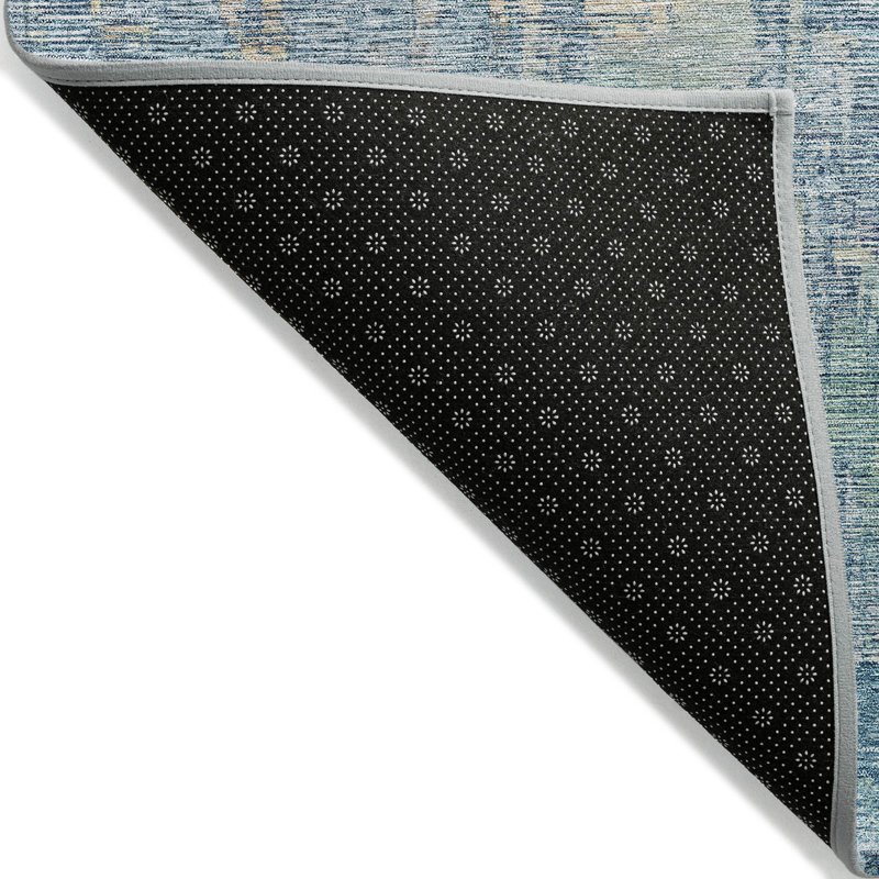 Tapis intérieur lavable abstrait bleu 8 pi x 10 pi