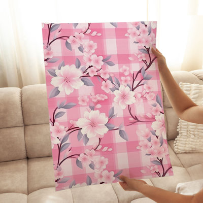 Floral Pink Plaid Flowers II Unframed Art Print