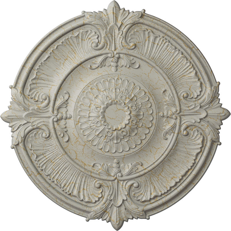 Médaillon de plafond Endurathane Galveston, DO 51 po x P 3 5/8 po x P 3 3/8 po (convient aux auvents jusqu'à 5 7/8 po), finition or riche peinte à la main