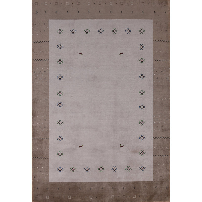 Handmade Wool Gabbeh Style Indian Rug 5x7
