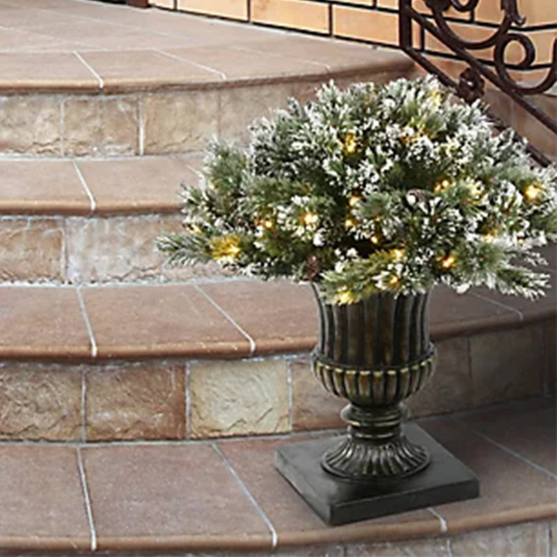 36" Glittery Bristle Pine Urn Filler with Battery Operated LED Lights