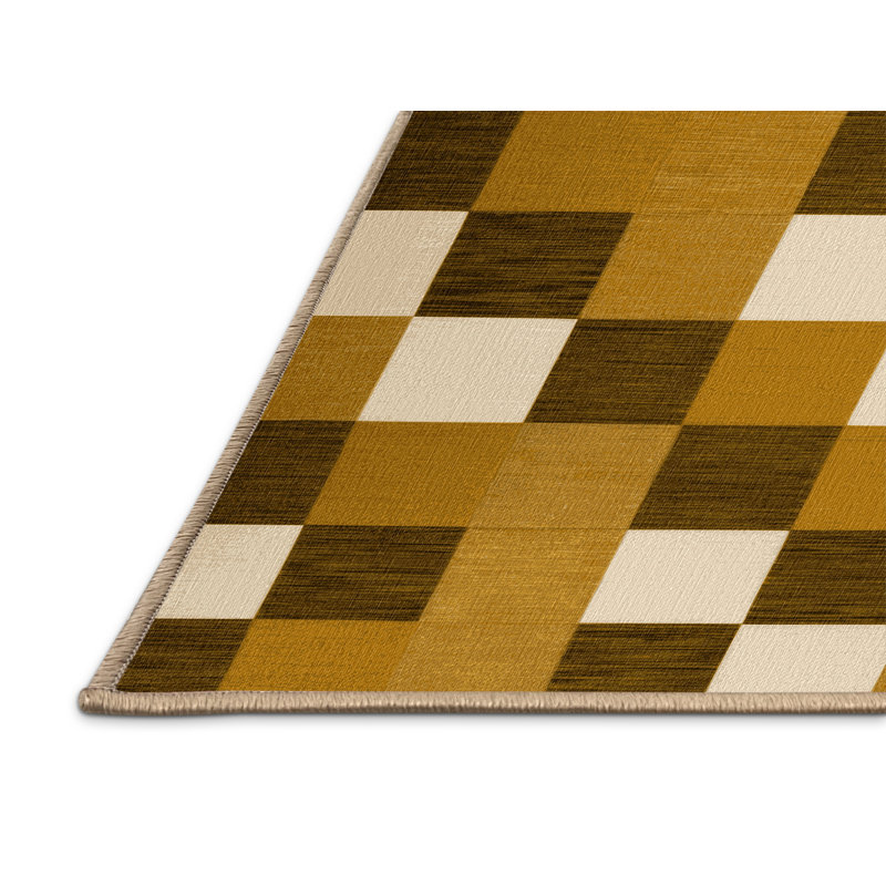 Tapis botanique brun lavable à la machine, Rectangulaire 2 pi x 3 pi