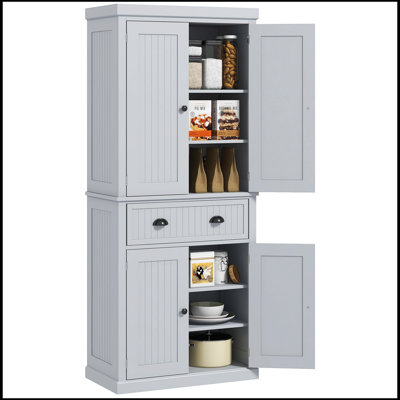 72"" Kitchen Pantry Storage Cabinet, Traditional Freestanding Cabinet with 4 Doors -  Winston Porter, B1CA2704004D4029AEE607F73D1E9C65