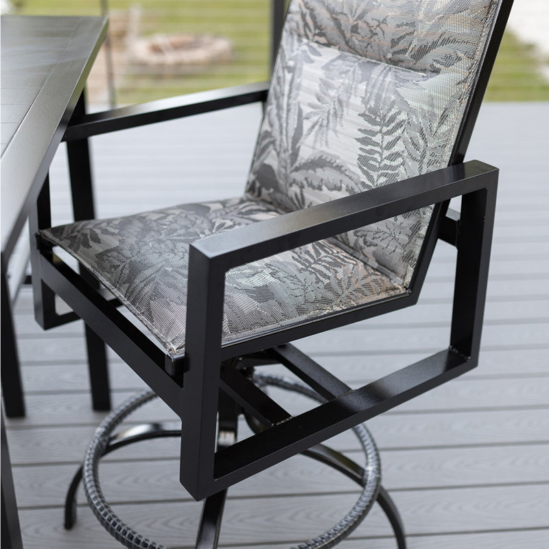 Vida Outdoor Bar Stool, Luxe Black, Matte White