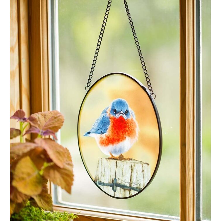 STAINED GLASS American Robin Window Hangings Stained Glass Bird Suncatcher