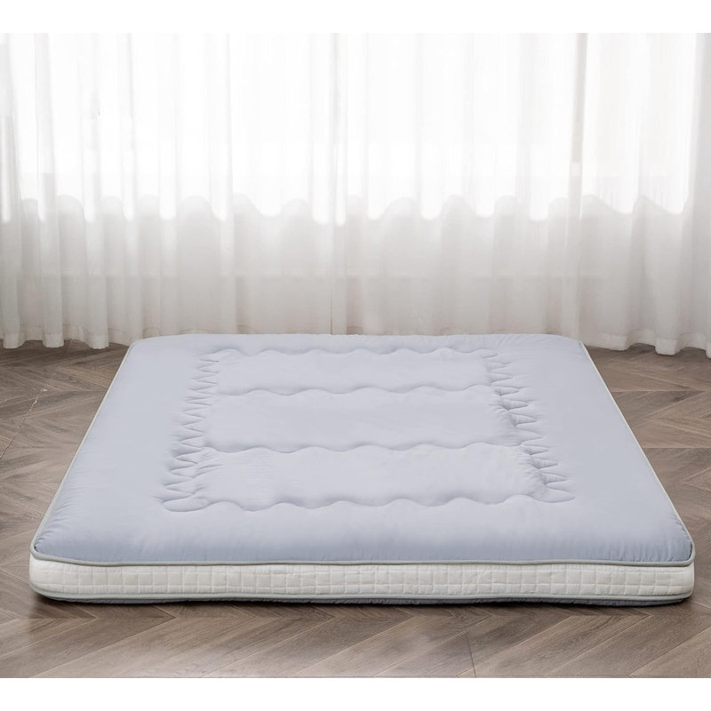 Misquamicut 4'' Memory Foam Mattress Pad, Silver Gray, Queen