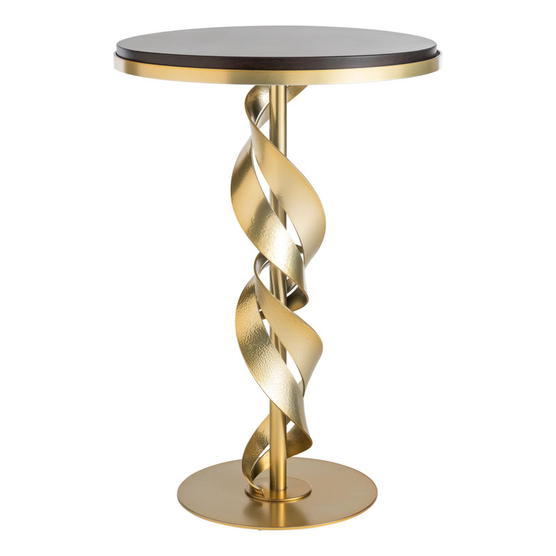 Folio Wood Top Accent Table, Espresso, Modern Brass