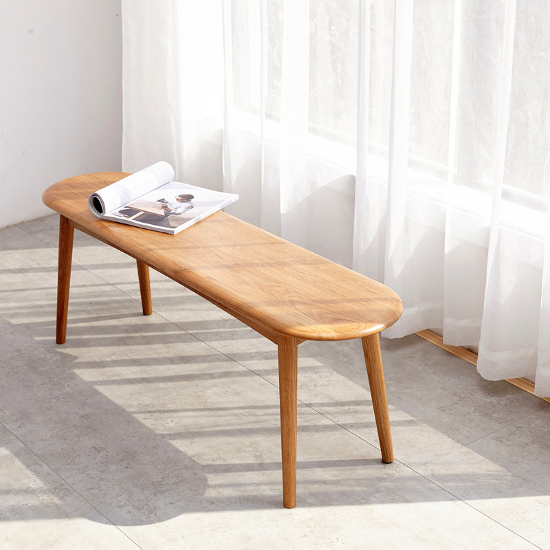 Banc en bois massif pour table de salle à manger, Chêne, H 16,14 po x l 47,24 po x P 11,81 po
