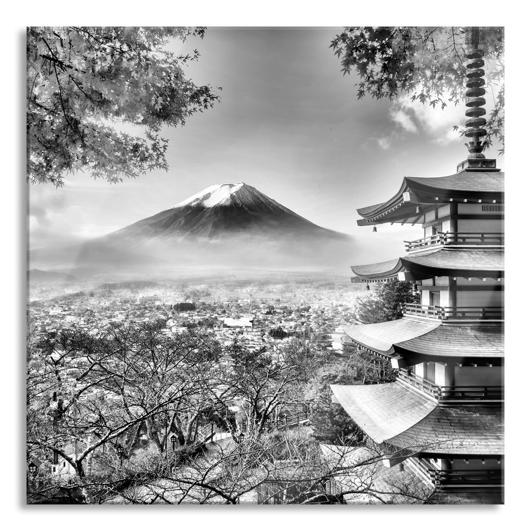 Glasbild "Japanischer Tempel im Herbst"