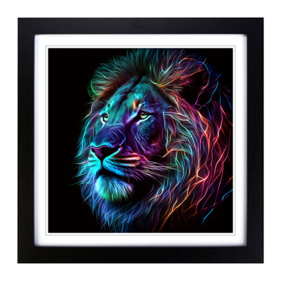 Lion Neon Art - Framed Print