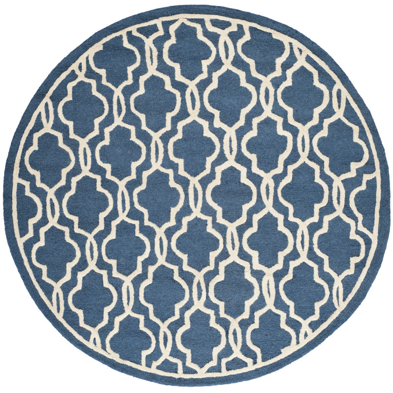 Brunswick Hand Tufted Wool Geometric Rug, Round 6'