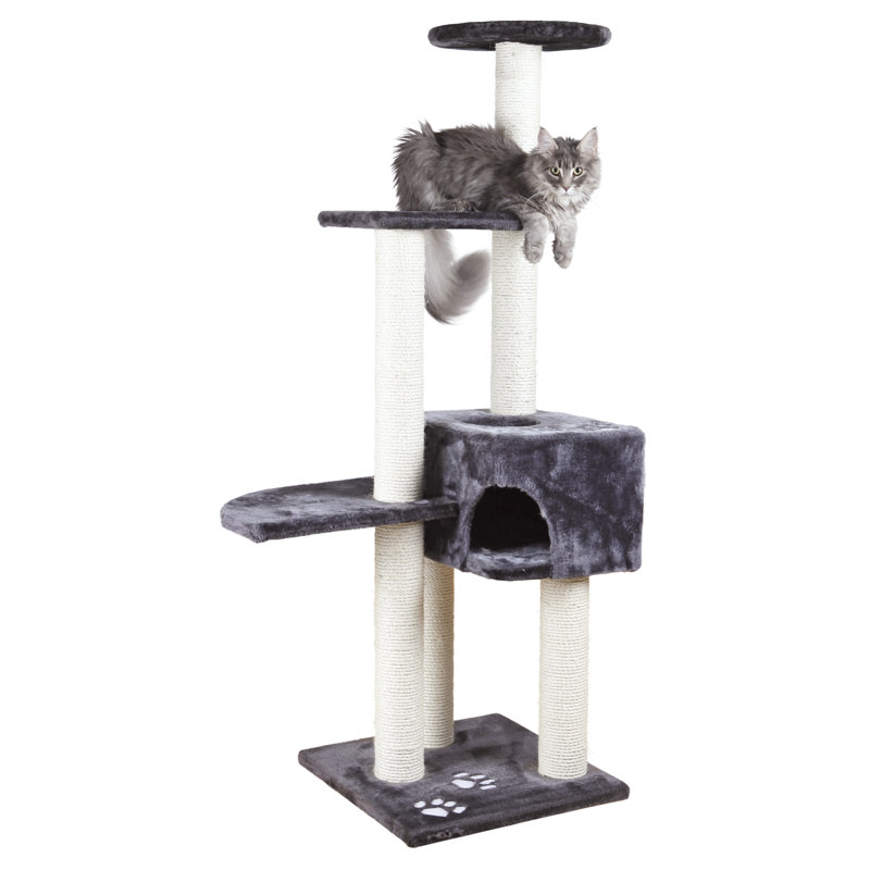 Dark Gray Sisal 56" Cat Tree with Condo and Platforms