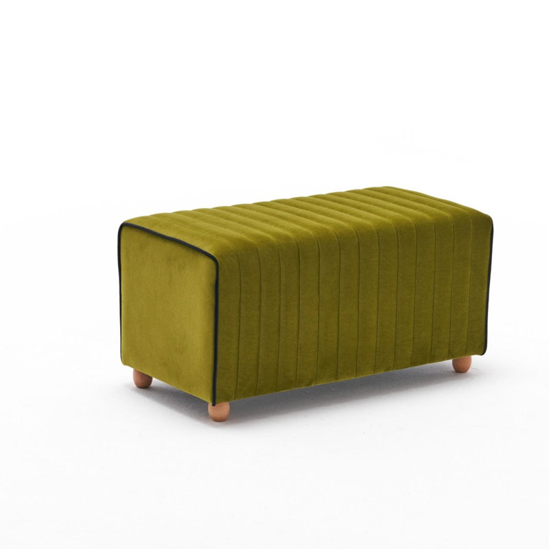 Teksas Laylanii Upholstered Ottoman Rectangular Pouf, Green