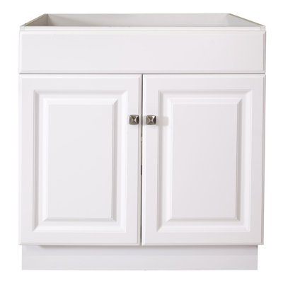 Wyndham 30 Inch Bathroom Vanity, Ready to Assemble, Solid Wood, White