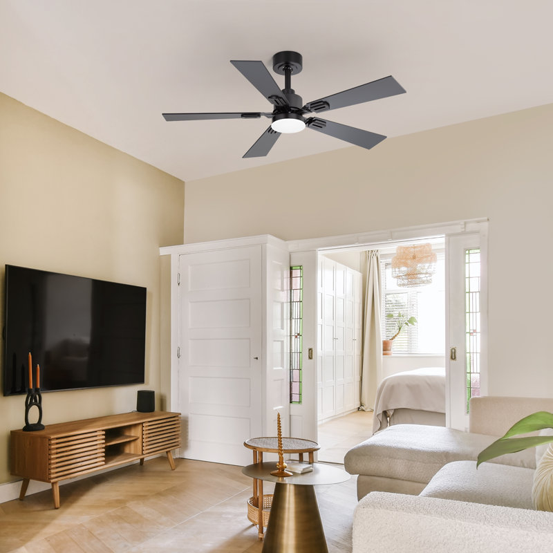 Ensemble de 2 ventilateurs de plafond de 42 pouces avec lumière et télécommande, pales réversibles à double finition, moteur CC réversible silencieux, ventilateur de plafond moderne pour la chambre à coucher et le salon - fini noir mat