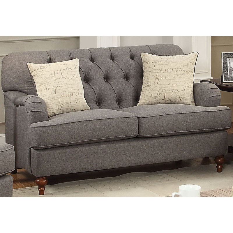 Niel 61" Charles of London Loveseat, Dark Gray Microfiber