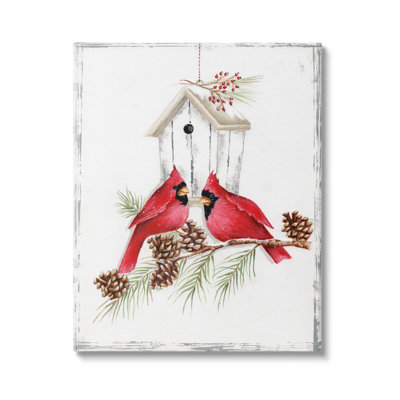 Cardinals & Snowy Birdhouse par Emma Leach