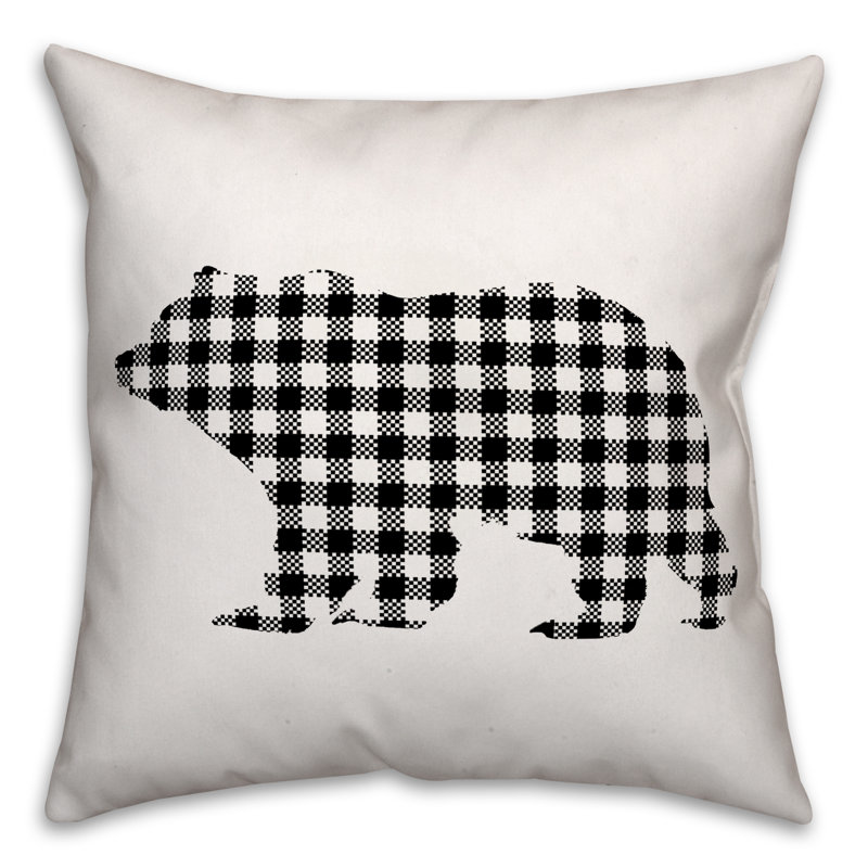 Buffalo Check Bear Throw Pillow