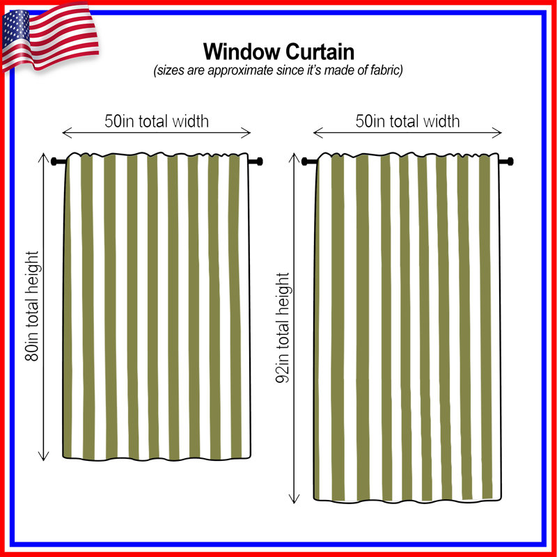 Olive Vertical Stripes Window Curtains, Striped Sheer & Blockout Curtains - 1 Panel, 50 po x 80 po - 1 panneau, Transparent