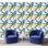 Panneau de papier peint petites fleurs bleues L 10,4 pi x l 25 po