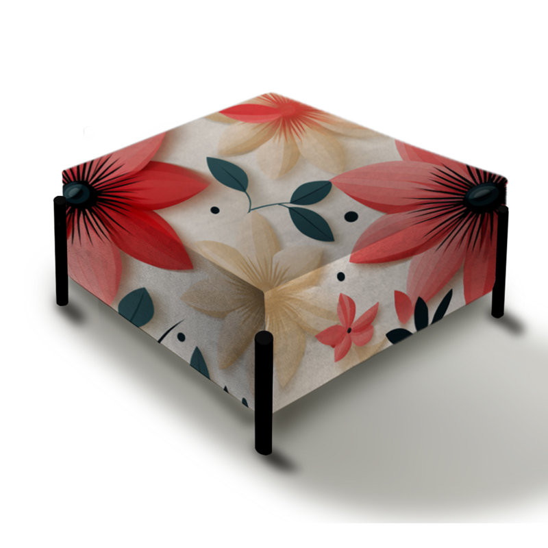 Motif floral rose et blanc Conformation - grand repose-pieds carré floral