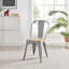 Honora Industrial Classic Metal Frame Wood Seat Dining Chair - Style Bold Colour Stackable Side Chair-191823159