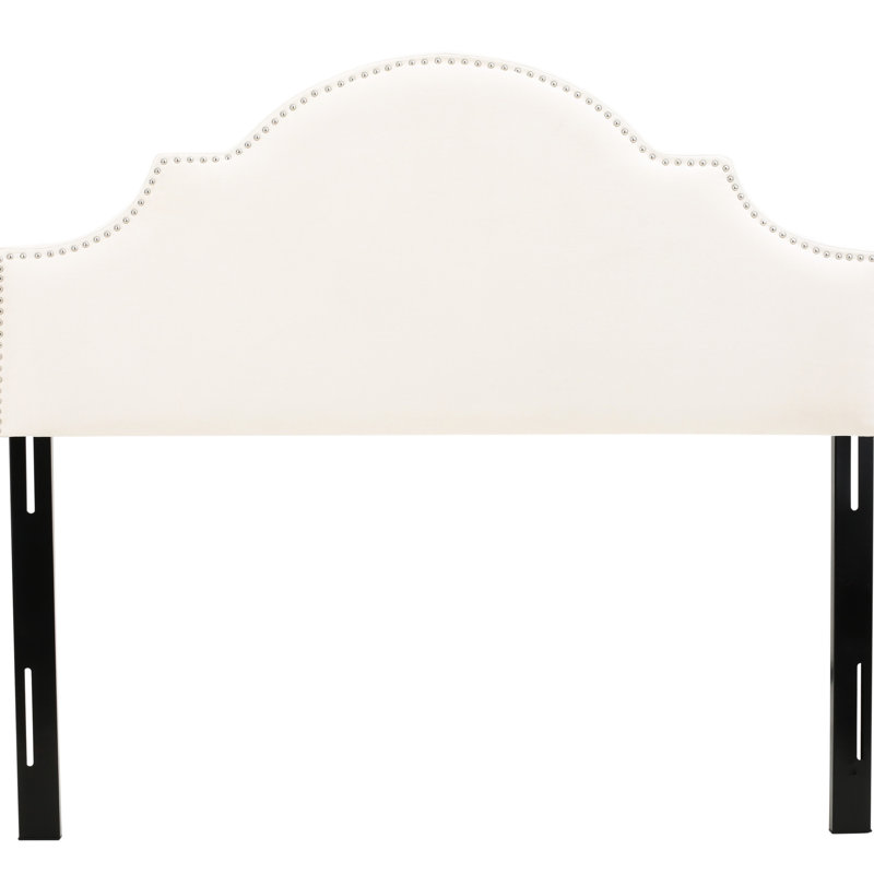 Tête de lit en tissu - courbe gracieuse pour les lits et les lits de taille double et grand, gracieusement arquée, bordure cloutée, pieds réglables