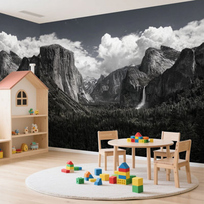 Wall Mural Peel and Stick Wallpaper Yosemite Valley White Self-Adhesive Removable Contact Paper Wall Decor for Living Room Bedroom 100"H x 144"W