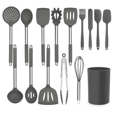 15-Piece Silicone & Stainless Steel Kitchen Utensil Set with