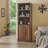 1 Doors Bookshelf With USB Port And 3 Open Shelves Bookcase Side Cabinet Storage Shelves, Rustic-325401043