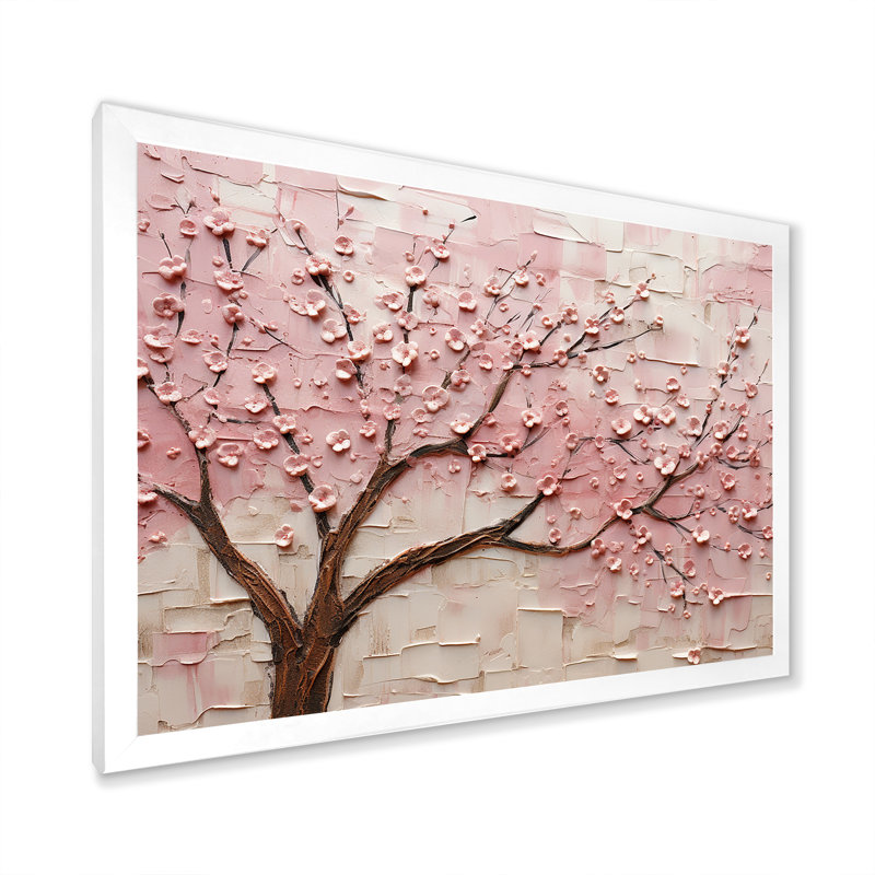 «Cherry Blossom Whisper», reproduction d'art sur toile, Cadre de coin blanc fermé, H 16 po x l 32 po x P 1 po