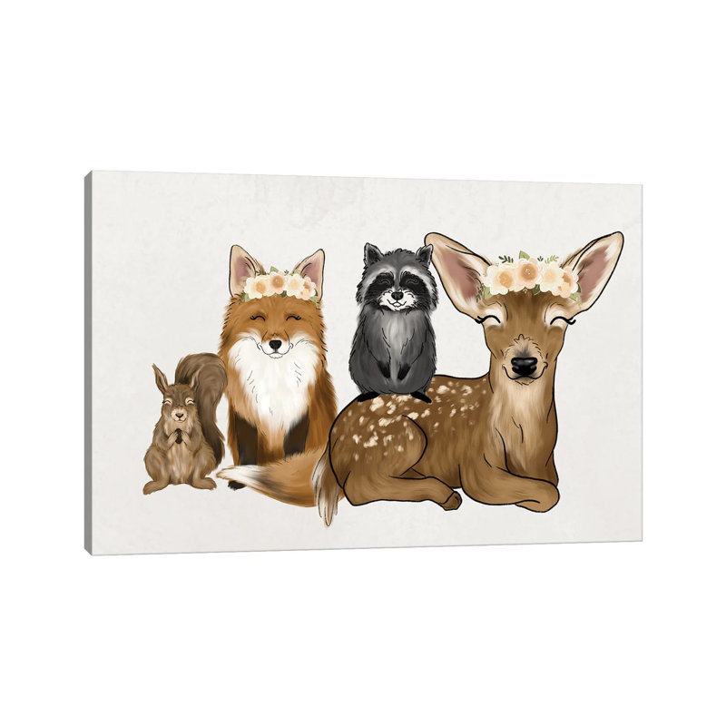 Floral Crown Woodland Babies by Katie Bryant - Wrapped Canvas Gallery-Wrapped Canvas Giclée, 20.32 cm H x 30.48 cm W