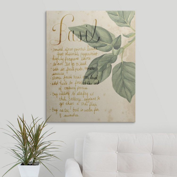 «Herb Study I» Grace Popp, reproduction d'art, H 20 po x l 16 po x P 1,5 po, Toile