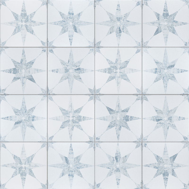 Cassis Stella 10" x 10" Porcelain Patterned Wall & Floor Tile, White