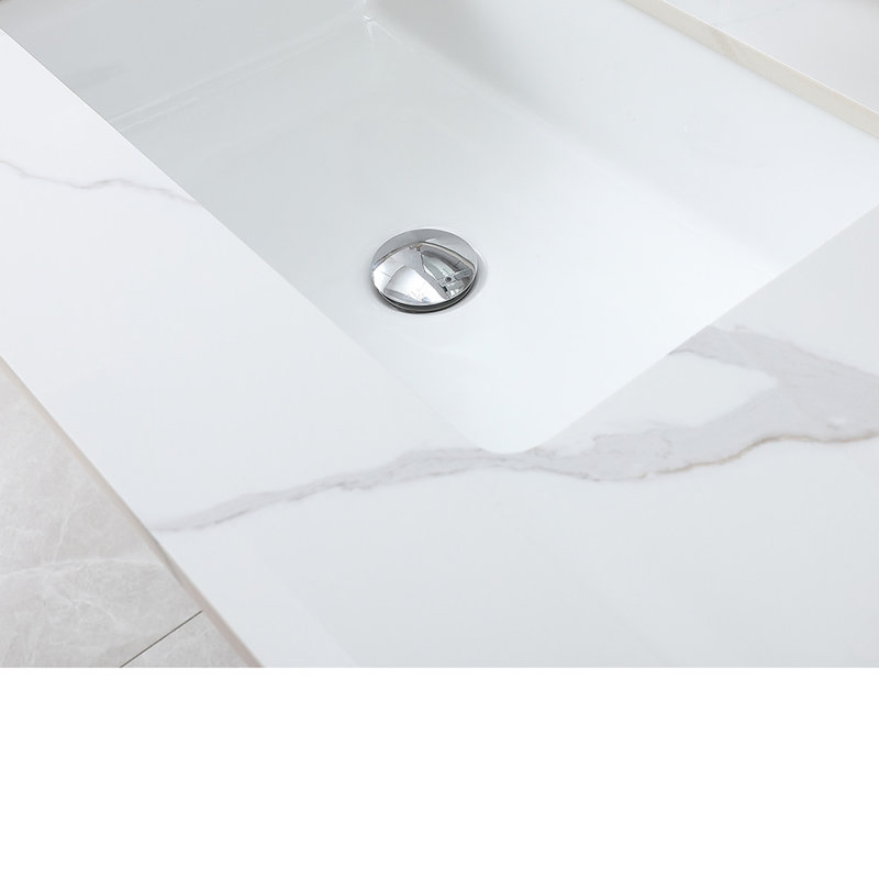 43 in. White Engineered Stone Composite Vanity Top with Rectangular Single Sink