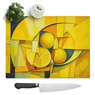 Lemon Fruit Constructivism  Glass Chopping Board