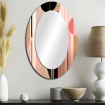 Sensual Elegance Art Nouveau Woman Portrait I - Modern Oval Wall Mirror